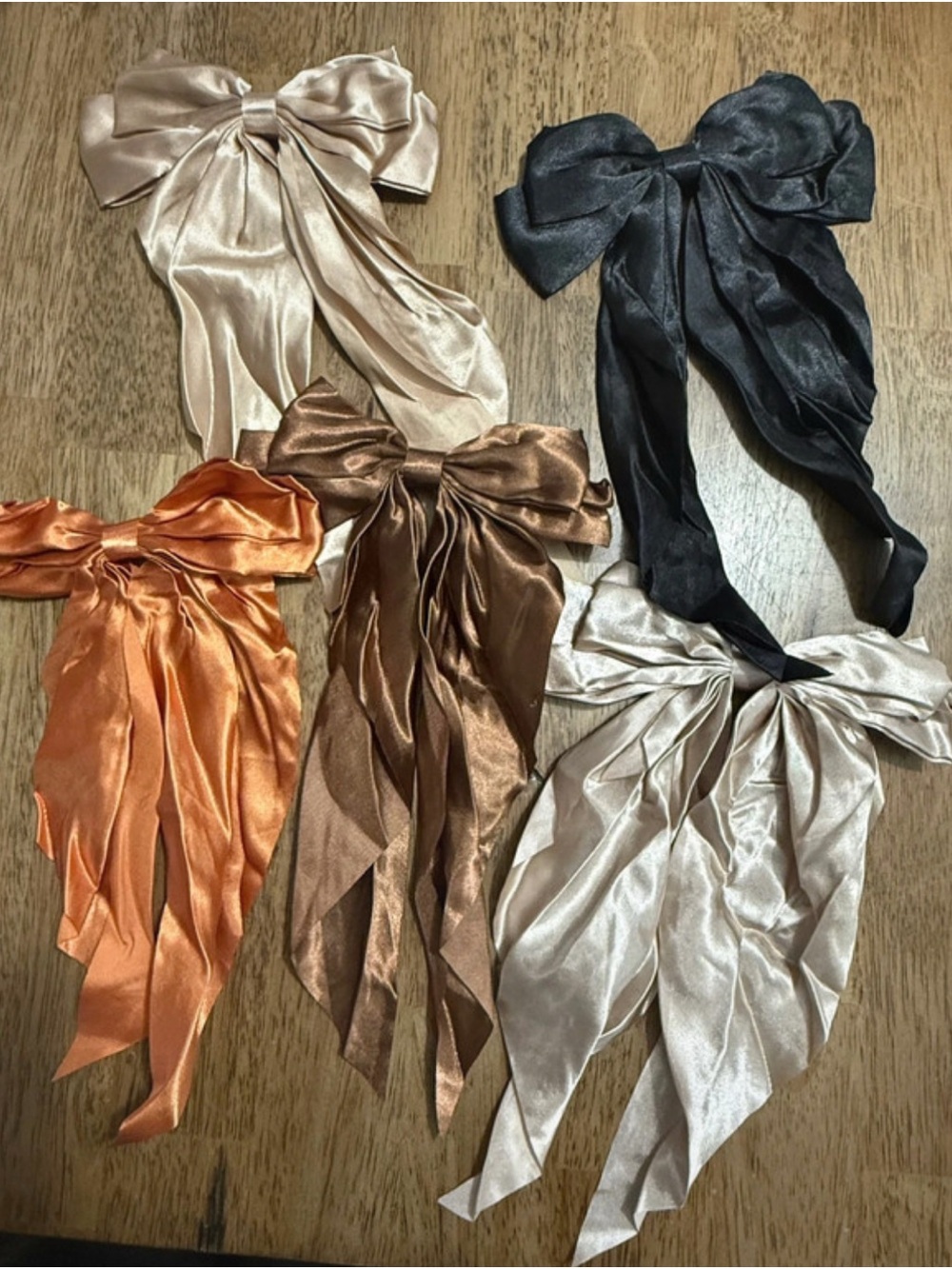 Satin Bow Hair clips - Black, Champagne, Bronze, Orange, Ivory